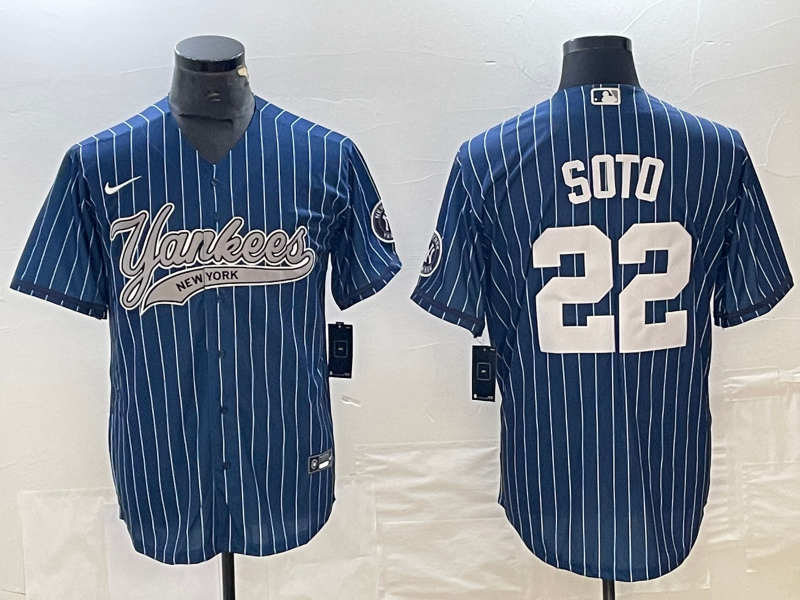 Men’s New York Yankees Juan Soto #22 Blue Jersey Joint Edition
