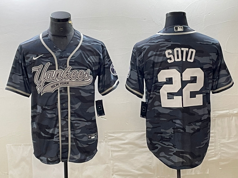 Men’s New York Yankees Juan Soto #22 Grey Camouflage Jersey Joint Edition