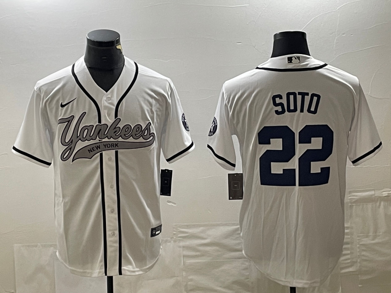 Men’s New York Yankees Juan Soto #22 White Jersey Joint Edition