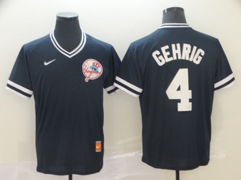 Men’s New York Yankees Lou Gehrig #4 Navy Baseball Jersey