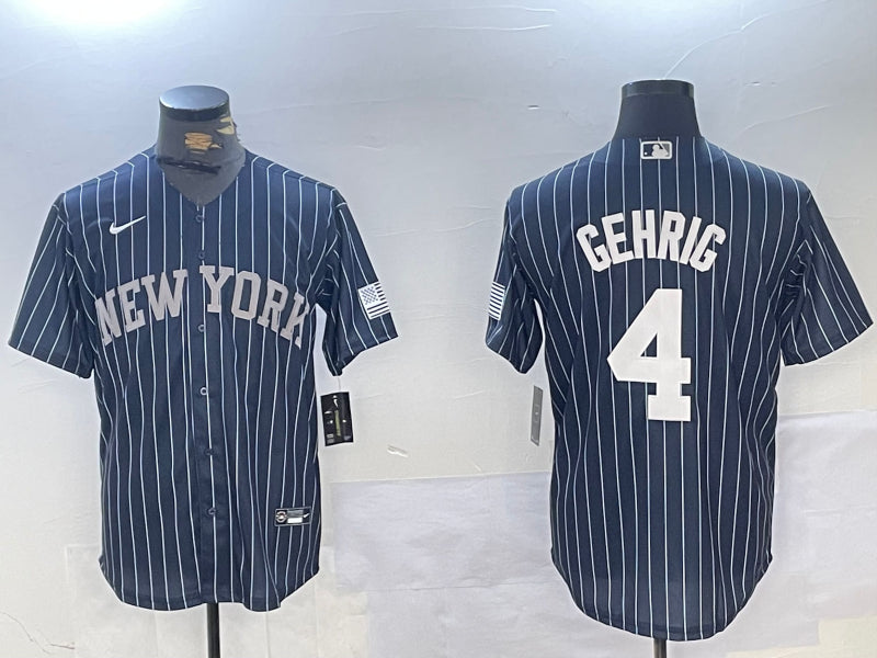 Men’s New York Yankees Lou Gehrig #4 Navy Jersey
