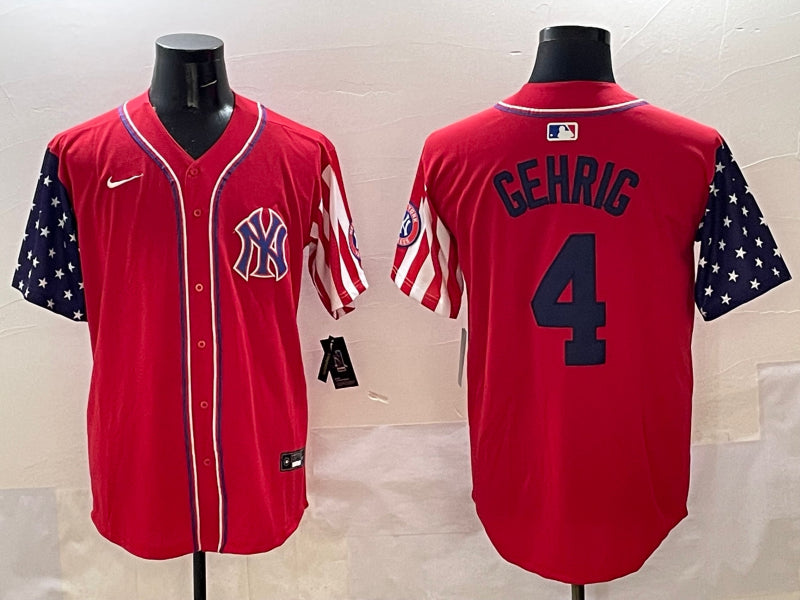 Men’s New York Yankees Lou Gehrig #4 Red Limited Jersey