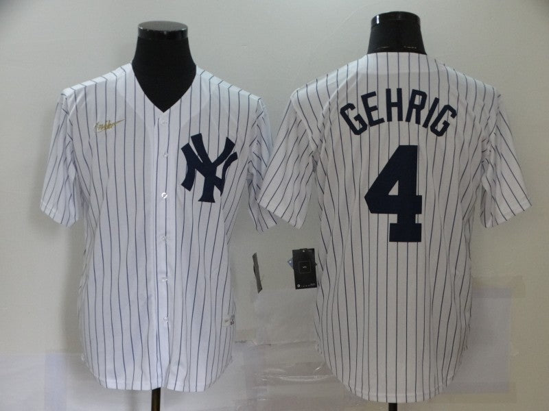 Men’s New York Yankees Lou Gehrig #4 White Baseball Jersey