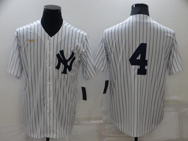 Men’s New York Yankees Lou Gehrig #4 White Home Name Jersey