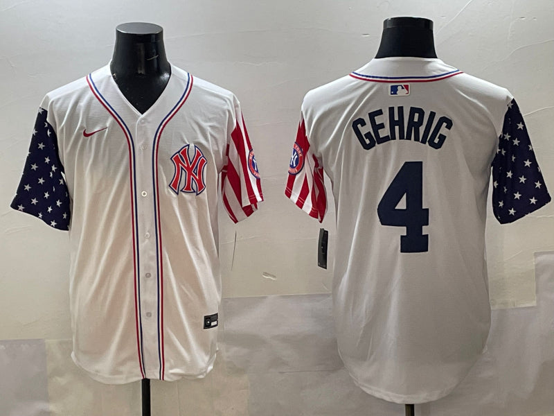 Men’s New York Yankees Lou Gehrig #4 White Team Jersey