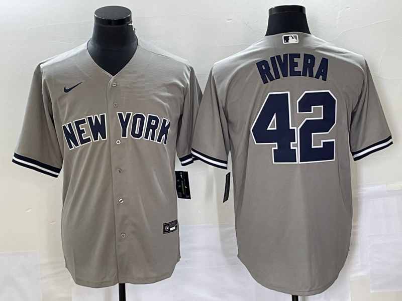 Men’s New York Yankees Mariano Rivera #42 Gray Jersey