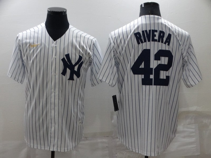Men’s New York Yankees Mariano Rivera #42 White Stitched Jersey