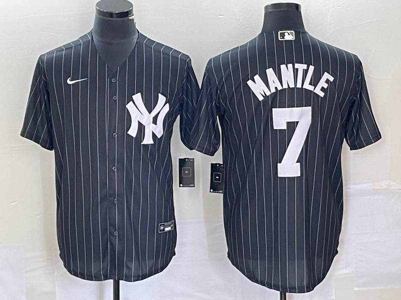 Men’s New York Yankees Mickey Mantle #7 Black Jersey