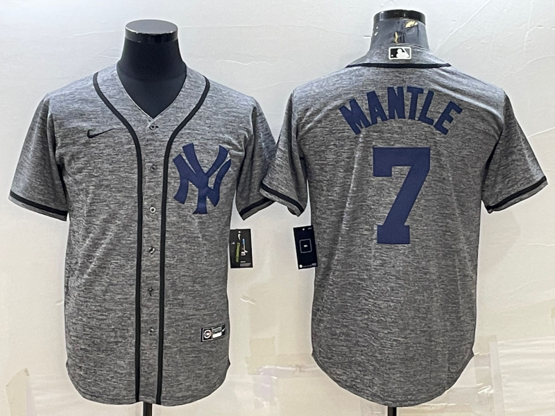Men’s New York Yankees Mickey Mantle #7 Gray Jersey