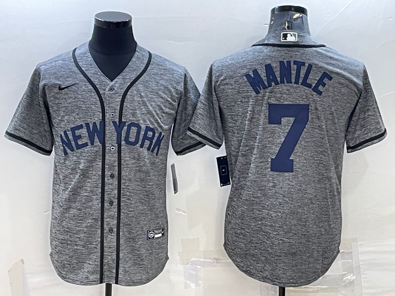 Men’s New York Yankees Mickey Mantle #7 Gray Jersey
