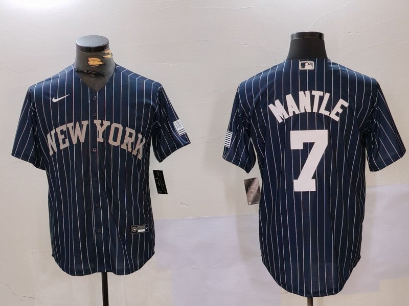 Men’s New York Yankees Mickey Mantle #7 Navy Jersey