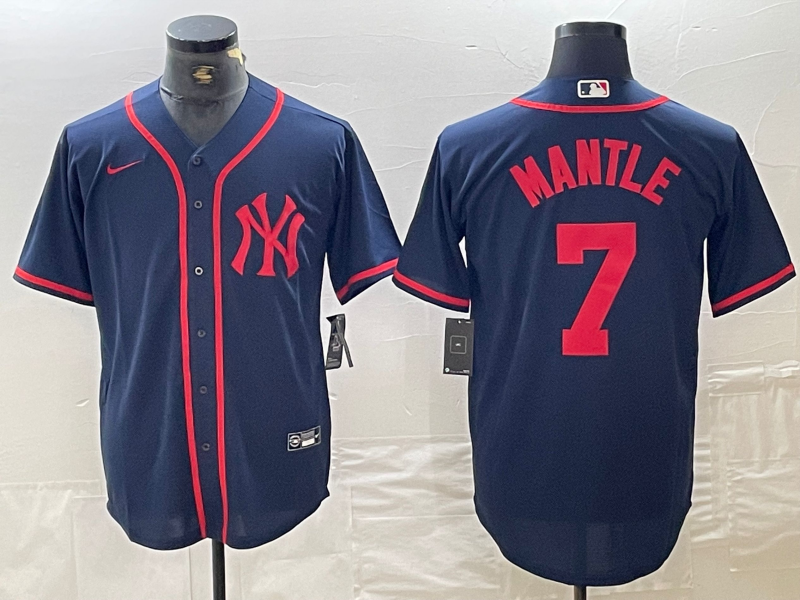 Men’s New York Yankees Mickey Mantle #7 Navy Limited Jersey