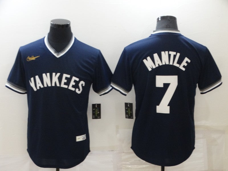 Men’s New York Yankees Mickey Mantle #7 Navy Stitched Jersey