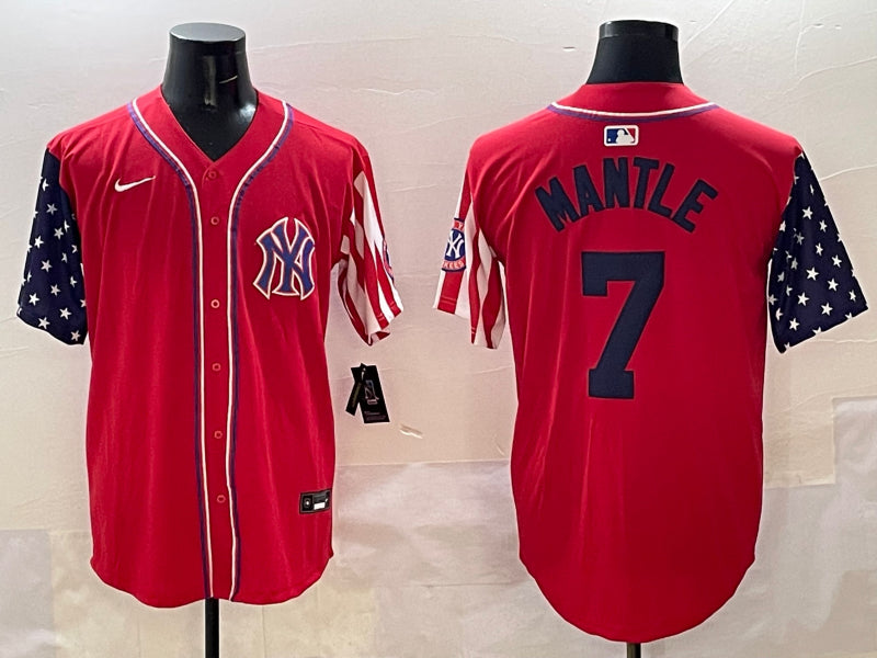 Men’s New York Yankees Mickey Mantle #7 Red Limited Jersey