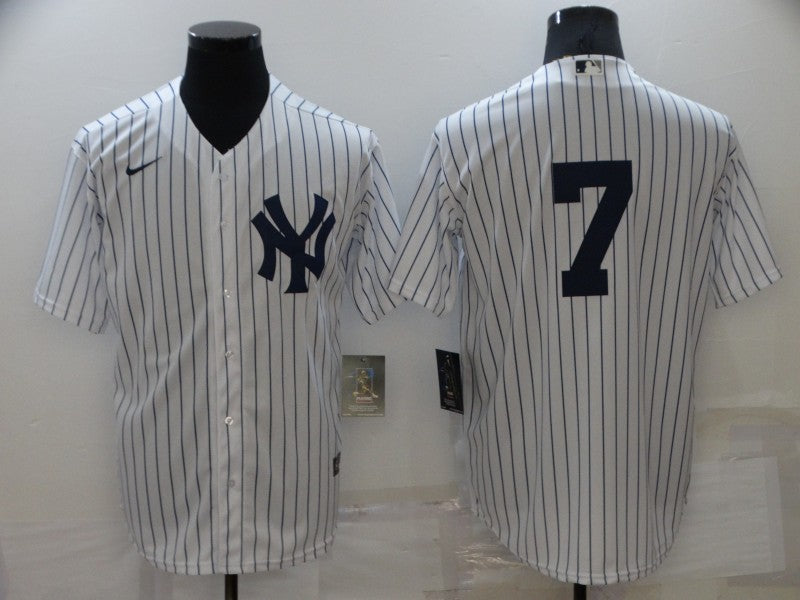 Men’s New York Yankees Mickey Mantle #7 White Home Name Jersey