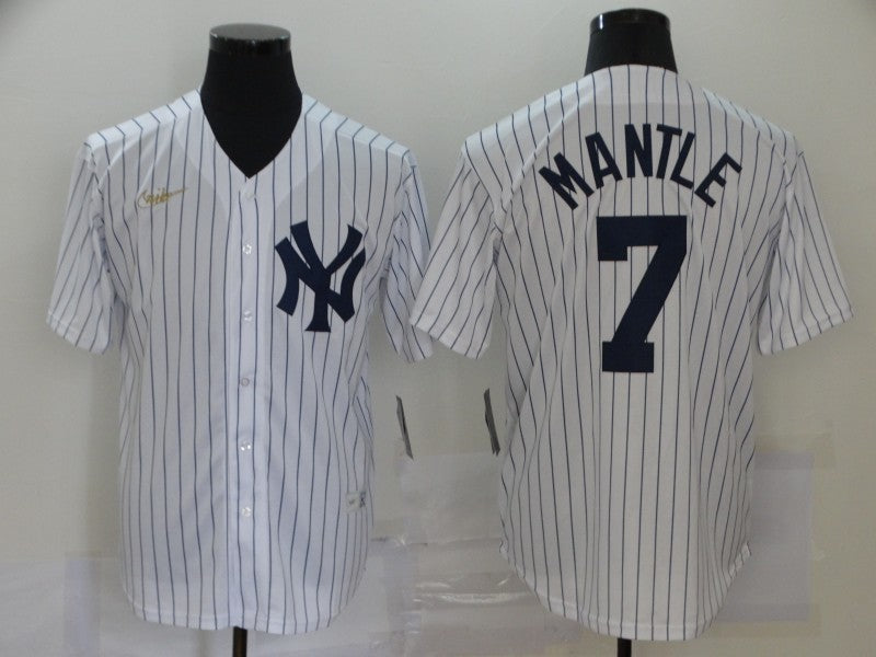 Men’s New York Yankees Mickey Mantle #7 White Jersey