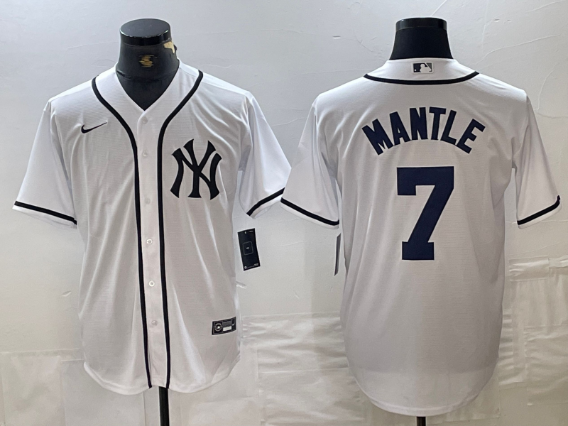 Men’s New York Yankees Mickey Mantle #7 White Limited Jersey
