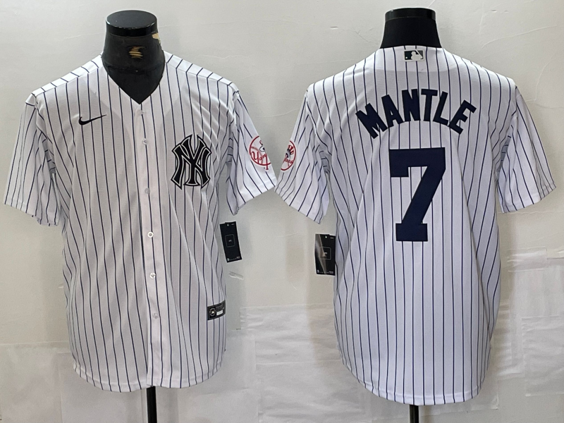 Men’s New York Yankees Mickey Mantle #7 White Limited Jersey