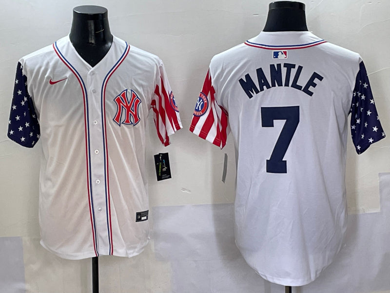 Men’s New York Yankees Mickey Mantle #7 White Team Jersey