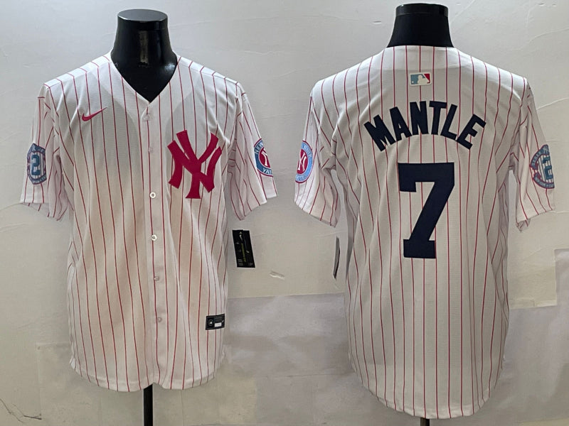 Men’s New York Yankees Mickey Mantle #7 White Team Jersey