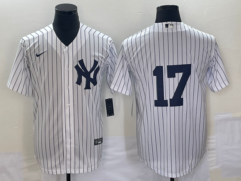 Men’s New York Yankees Mickey Rivers #17 White Name Jersey