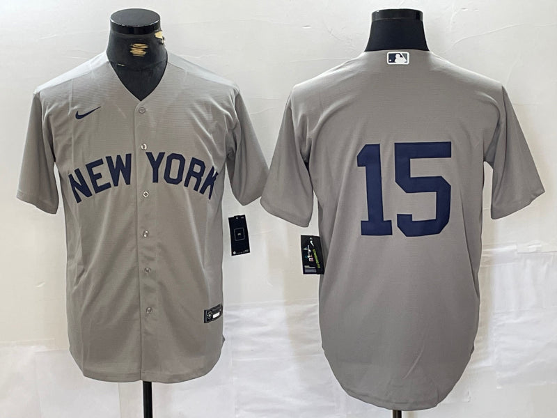 Men’s New York Yankees Thurman Munson #15 Gray Name Jersey