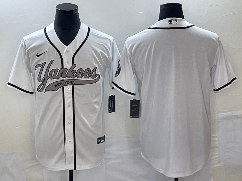 Men’s New York Yankees White Blank Jersey Joint Edition