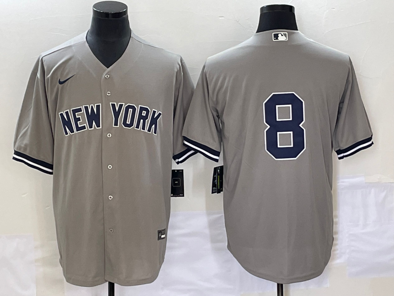 Men’s New York Yankees Yogi Berra #8 Gray Name Jersey