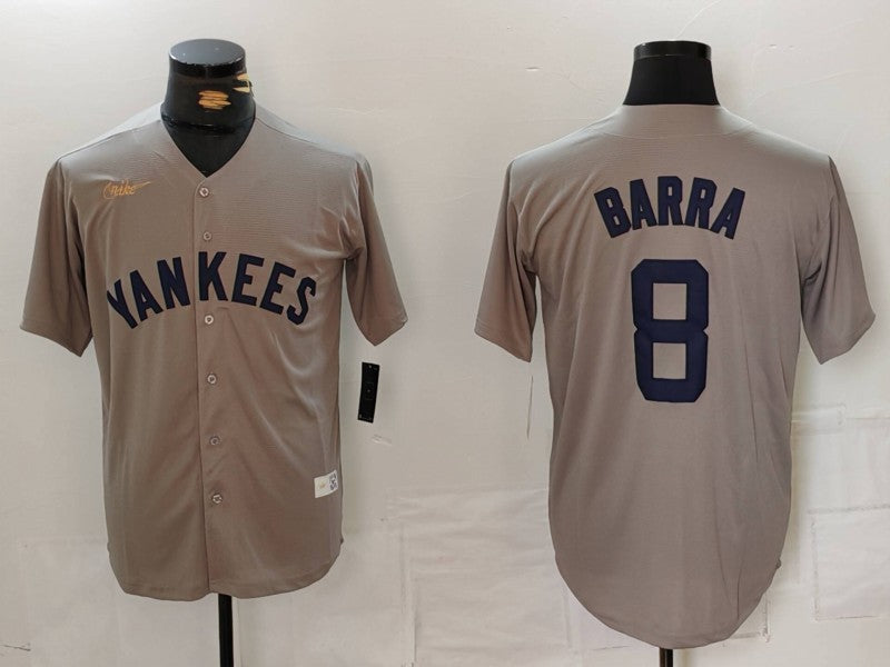 Men’s New York Yankees Yogi Berra #8 Gray Road Cooperstown Collection Jersey