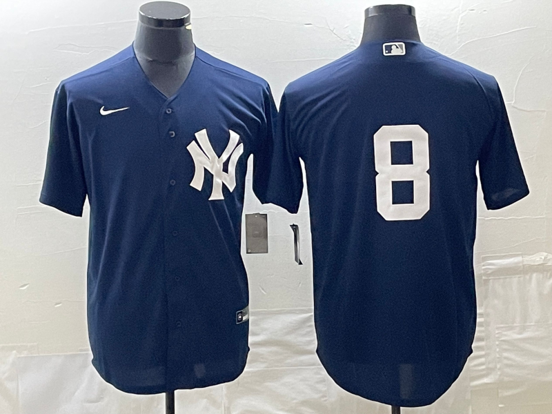 Men’s New York Yankees Yogi Berra #8 Navy Name Jersey