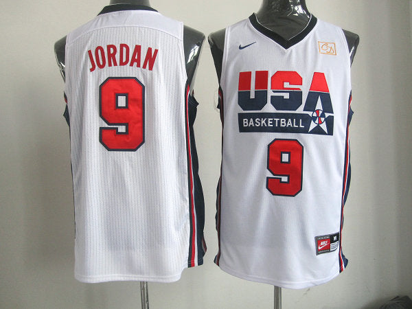 Men’s Nike 1992 Team USA #9 Michael Jordan White Throwback Basketball Jerseys