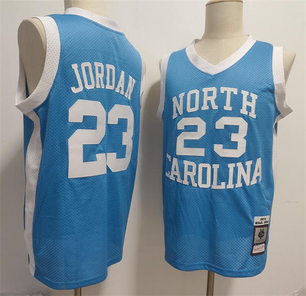Men’s North Carolina Tar Heels #23 Michael Jordan Carolina Blue Mesh 1983-84 Mitchell & Ness Throwback College Jersey