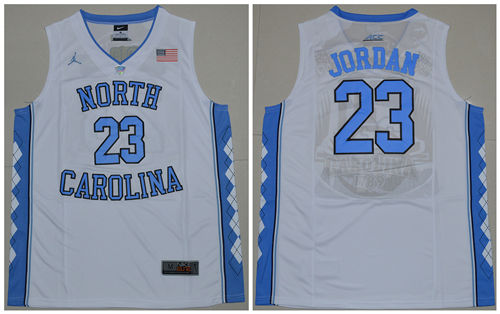 Men’s North Carolina Tar Heels #23 Michael Jordan White College Baseketball Jersey