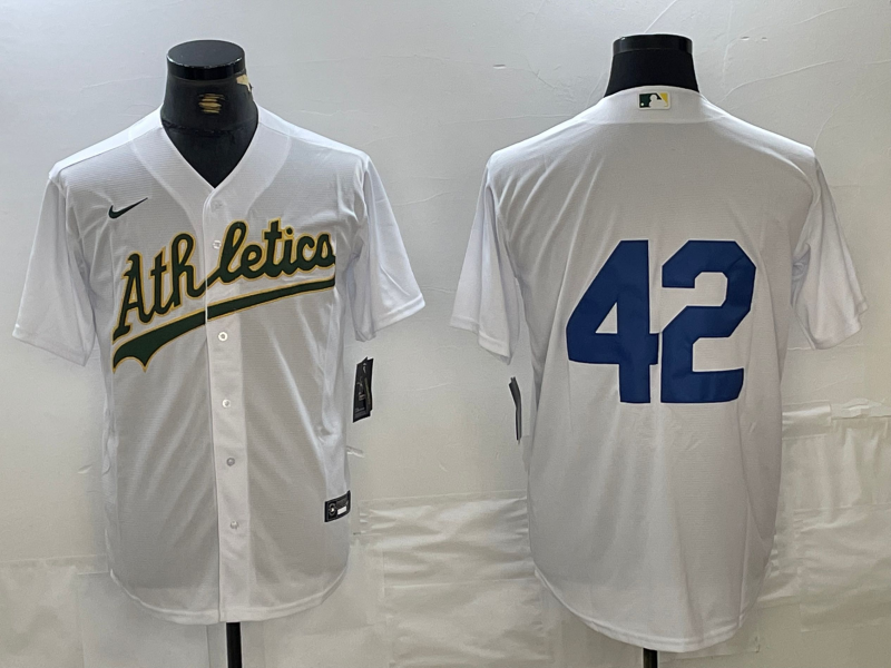 Men’s Oakland Athletics #42 White 2024 Jackie Robinson Day Home Limited Jersey