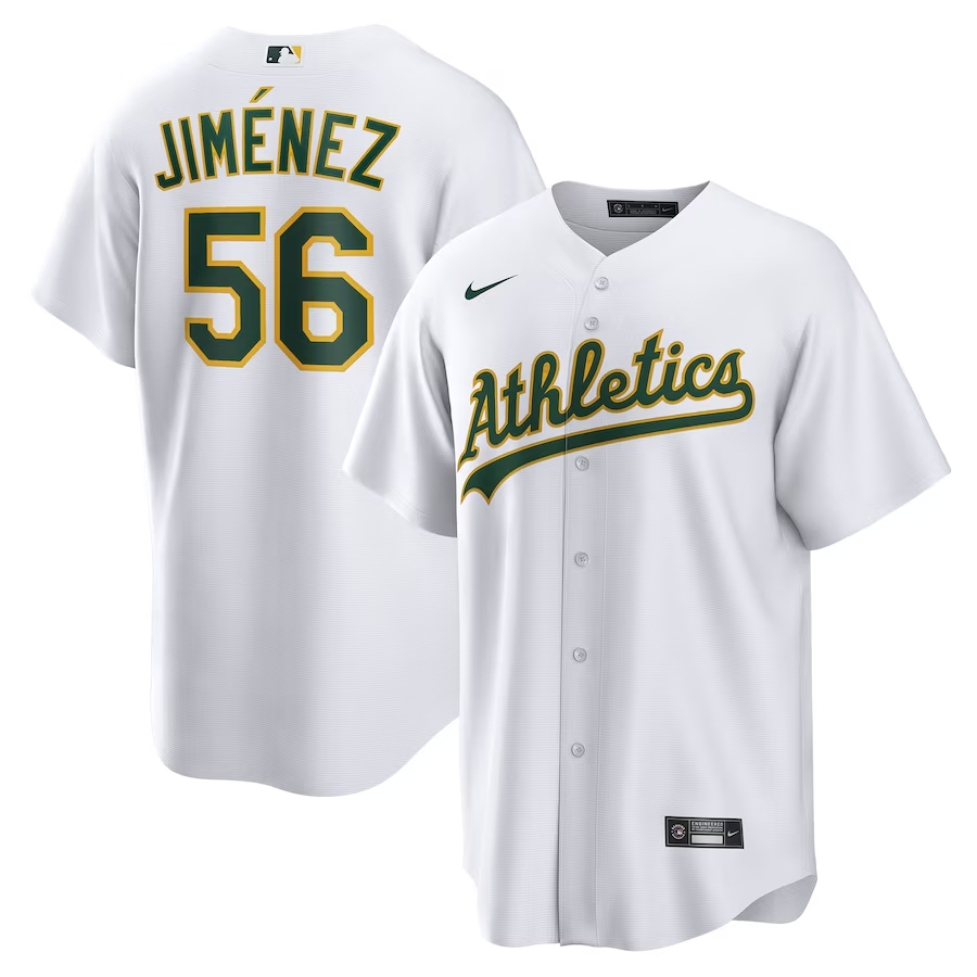 Men’s Oakland Athletics Dany Jimenez #56 White Home Jersey