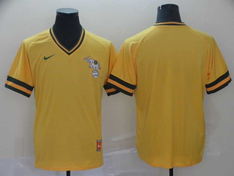 Men’s Oakland Athletics Gold Blank Cooperstown Collection Mesh Batting Practice Jersey