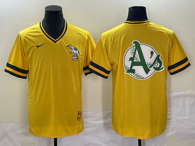 Men’s Oakland Athletics Gold Blank Cooperstown Collection Mesh Batting Team Jersey