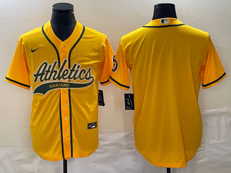 Men’s Oakland Athletics Gold Blank Jersey Joint Edition