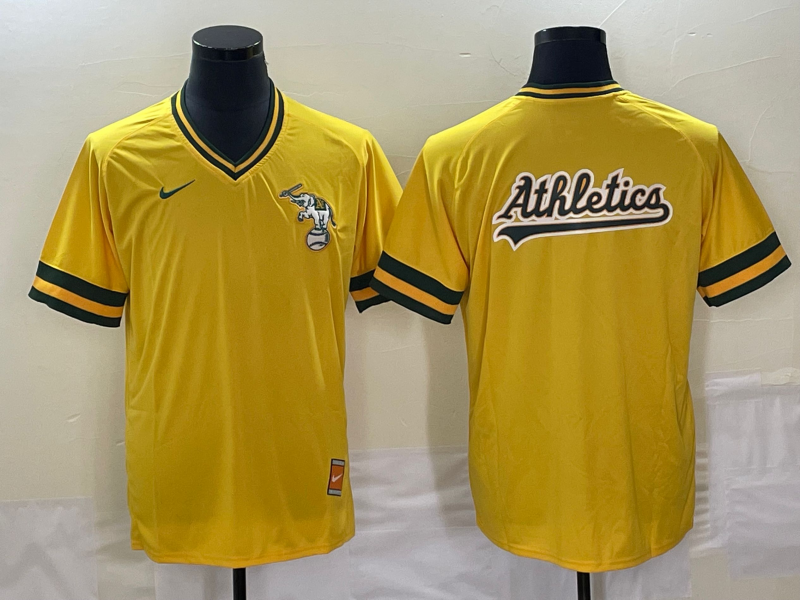 Men’s Oakland Athletics Gold Cooperstown Collection Mesh Batting Jersey
