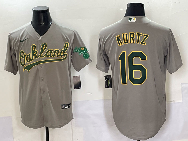 Men’s Oakland Athletics Nick Kurtz #16 Gray Jersey