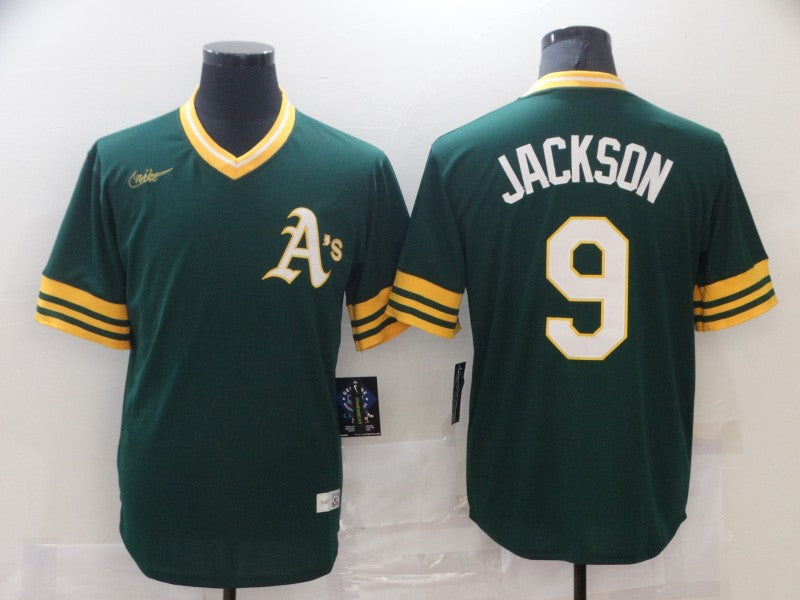 Men’s Oakland Athletics Reggie Jackson #9 Green Baseball Jersey
