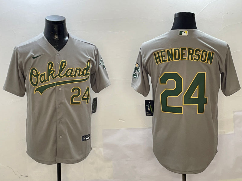 Men’s Oakland Athletics Rickey Henderson #24 Gray Jersey