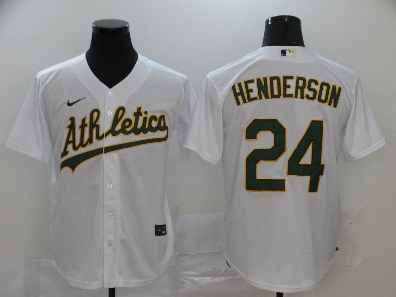 Men’s Oakland Athletics Rickey Henderson #24 White Team Jersey