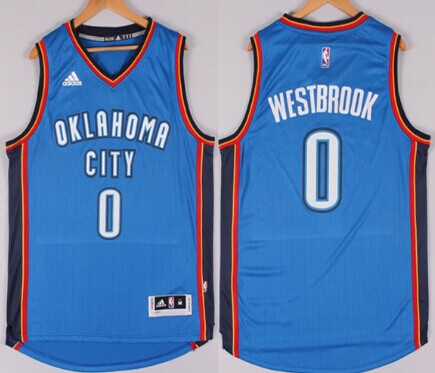 Men’s Oklahoma City Thunder 0# Russell Westbrook 2015 Revolution 30 Swingman Royal Blue Jersey