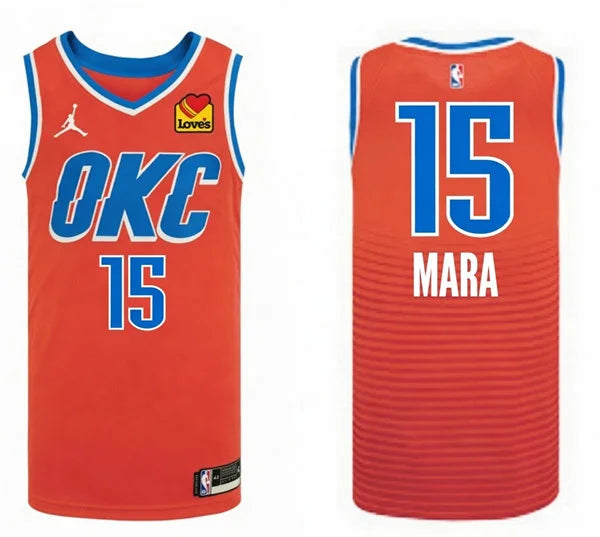Mens Oklahoma City Thunder #15 Aday Mara Orange Statement Edition Swingman Jersey