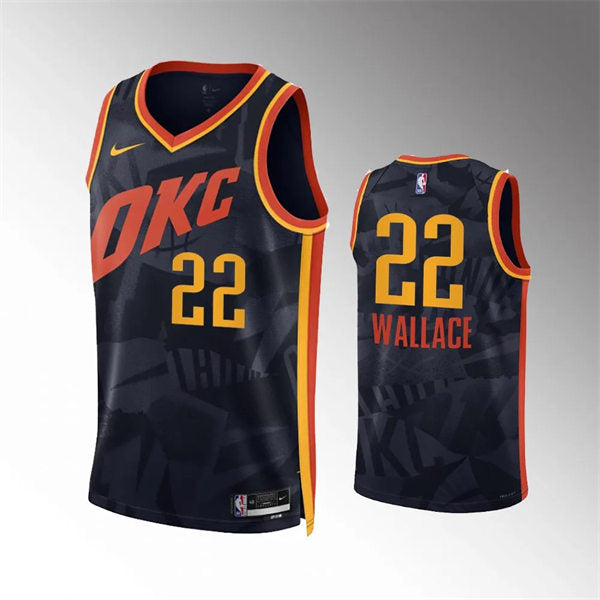 Mens Oklahoma City Thunder #22 Cason Wallace Black 2023-24 City Edition Swingman Jersey