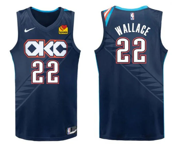 Mens Oklahoma City Thunder #22 Cason Wallace Navy 2025-26 City Edition Swingman Jersey