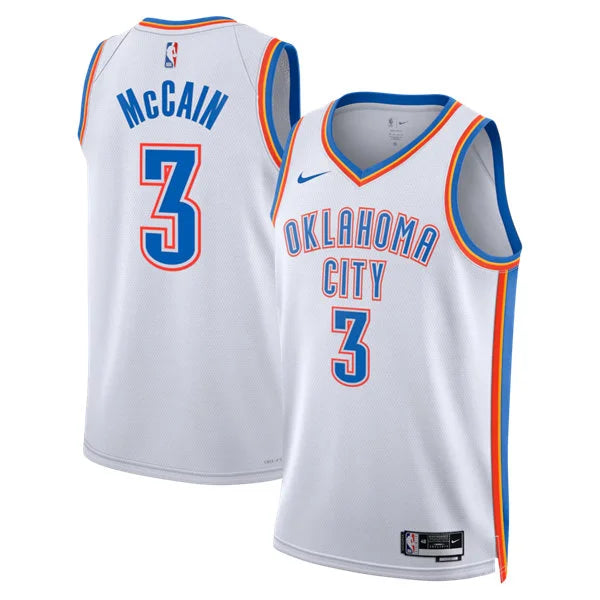 Mens Oklahoma City Thunder #3 Jared McCain White Association Edition Swingman Jersey