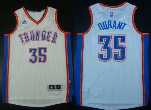 Men’s Oklahoma City Thunder #35 Kevin Durant 2015 Revolution 30 Swingman White Jersey