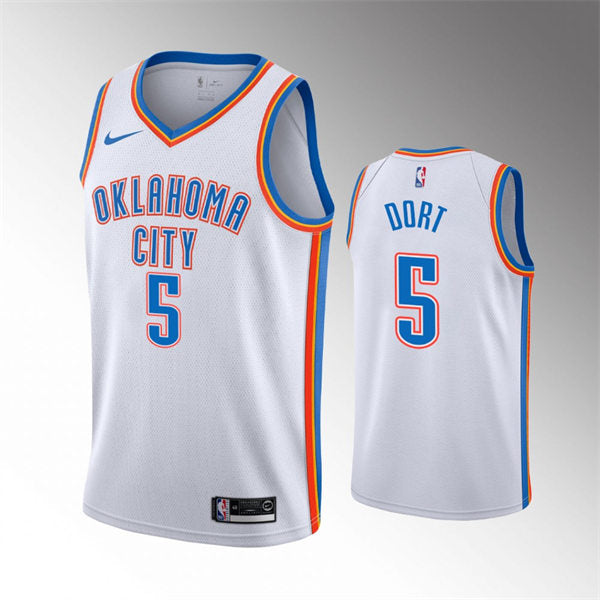 Mens Oklahoma City Thunder #5 Luguentz Dort White Association Edition Jersey